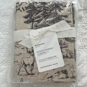 NWT Pottery Barn Rustic Forest Standard Pillowcases Set of 2 woodland Cabin Deer